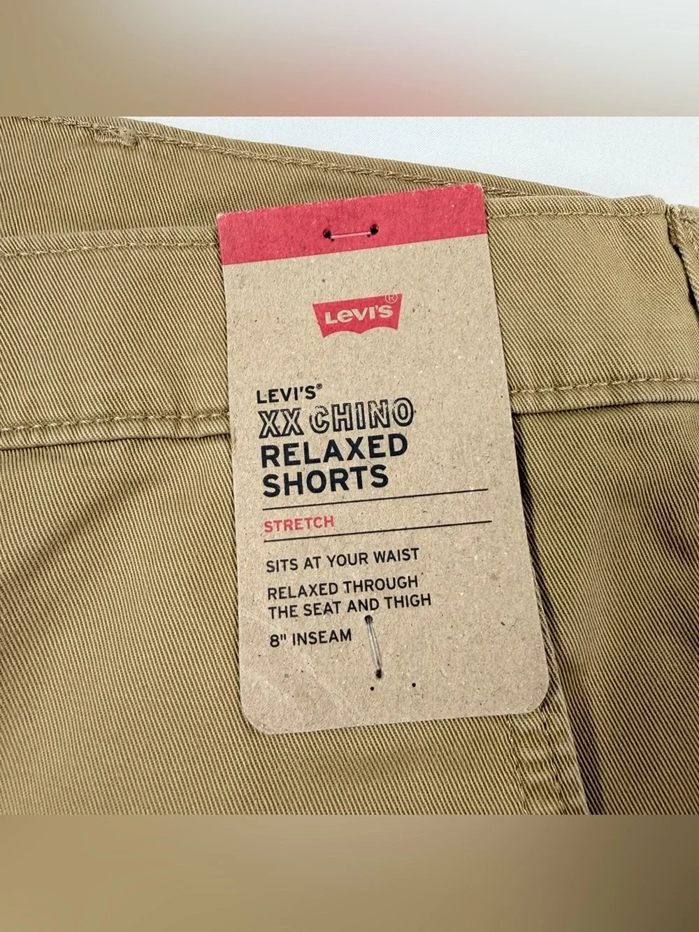 NEW Levi's XX Chino Relaxed Shorts SIZE 40 British Khaki Brown Stretch 8
